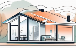 A single-family house with a visible air heat pump system