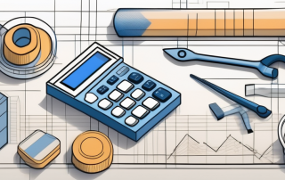 A construction site with various tools and materials