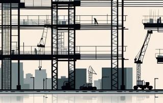 Two buildings under construction with cranes and scaffolding