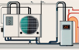A monoblock heat pump placed indoors