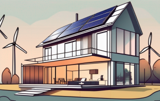 A house with various energy-saving features such as solar panels