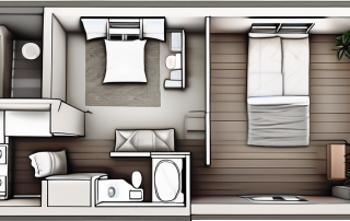 An architectural blueprint of a typical apartment layout