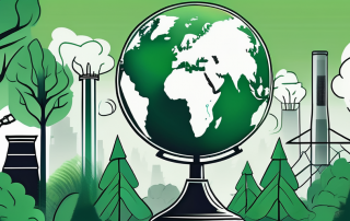 A globe with industrial buildings emitting smoke