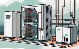 A modern heat pump system connected to a home heating system