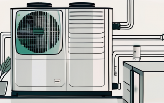 An air source heat pump system with visible airflow
