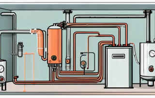 A modern gas boiler system with various components highlighted