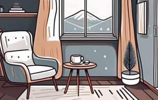 A comfortable room with a thermostat on the wall