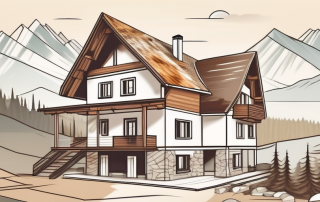 A traditional bavarian house under construction with various building materials scattered around