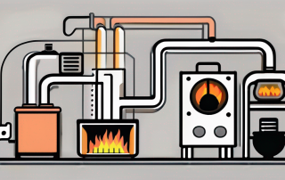 A heating system with various components labeled