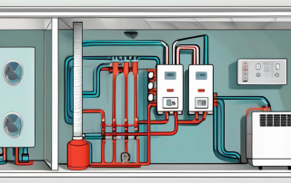 A water heat pump system with visible internal mechanisms