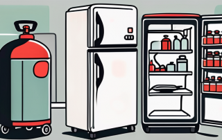 A fridge with smoke coming out of it