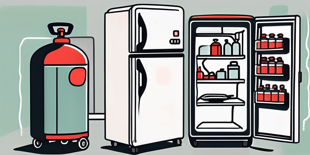A fridge with smoke coming out of it