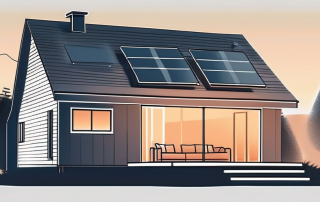 A single-family house with a visible heat pump system