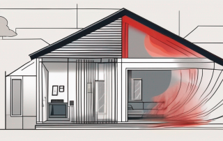 A house undergoing a blower-door-test
