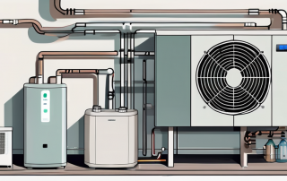 An indoor setup of an air-to-water heat pump