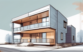 A newly constructed multi-family house with visible cost-related elements like construction materials