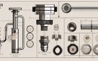 A disassembled heating valve with its different components clearly labeled