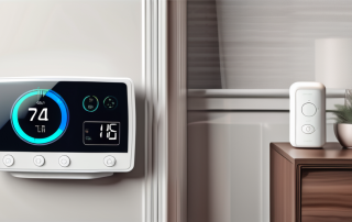 A smart home thermostat attached to a radiator