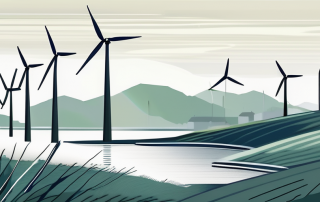 A german landscape featuring wind turbines near the coastline