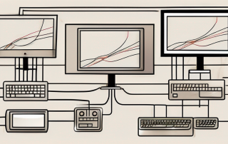 Two devices connected with a series of wires indicating a serial communication method