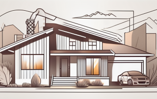 A single-family house with various elements like construction materials