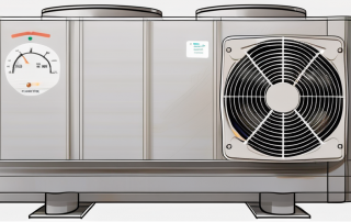 A heat pump with visible internal components