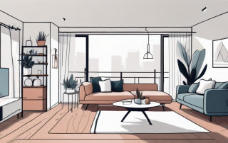 A cozy and modern apartment interior with various rooms such as a living room