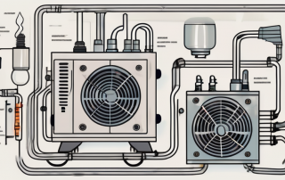 Various components of an air conditioning system like a thermostat