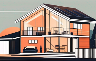 A single-family house with a visible heat pump system