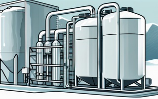 An ice storage system showcasing its key components such as the insulated tank