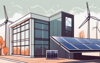 A non-residential building with a visible energy consumption label