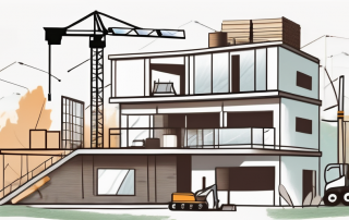 A construction site with various tools and materials