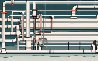A wastewater treatment plant with visible pipes