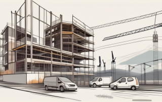 A picturesque landscape of rheinland-pfalz with various elements of construction such as cranes