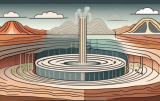 The earth's cross-section showing the geothermal energy process