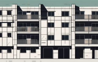 A six-unit apartment building under construction with visible cost-related elements such as bills