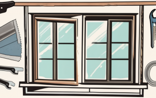 A window frame with old
