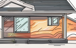 A house with visible insulation layers in the walls and roof