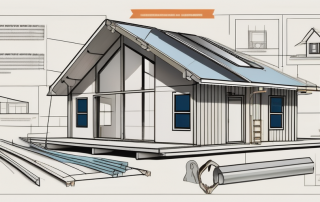 A prefabricated house with a price tag hanging from it