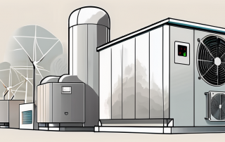 A wärmepumpe (heat pump) with symbols of high energy consumption
