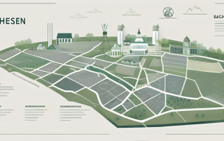 The map of sachsen-anhalt with symbolic representations of various sectors like education