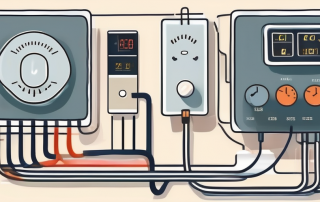 A wall-mounted thermostat connected to a heating system