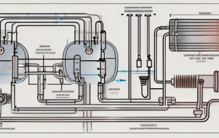 A technical blueprint showcasing different components of a heating system