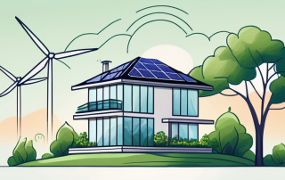 An energy-efficient house with solar panels on the roof