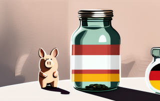 A piggy bank with a german flag design