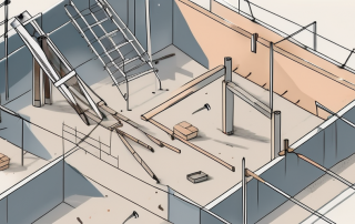 A construction site with visible traps (like pitfalls or snare traps) scattered around