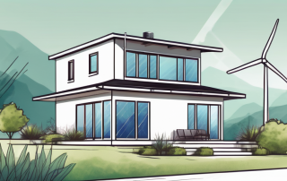 A modern house with a visible wärmepumpe (heat pump) system