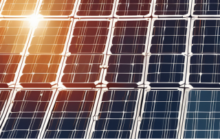 A solar panel array under a bright sun