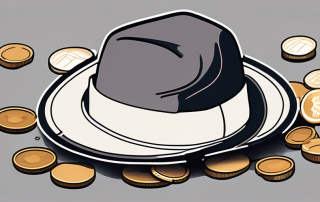 A hat turned upside down with a few coins scattered around it