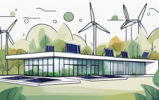 A sustainable building with solar panels